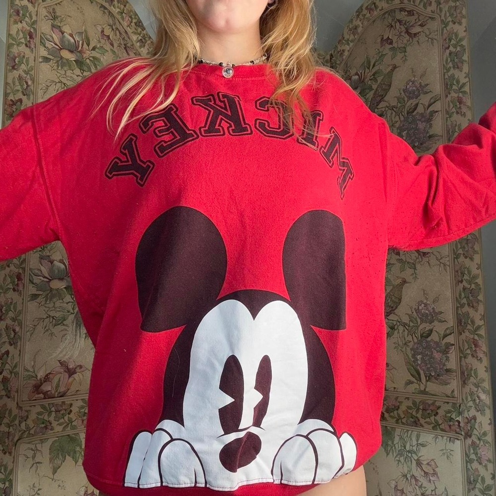 Disney Mickey Mouse Red Graphic Crew Neck Sweatshirt XXL